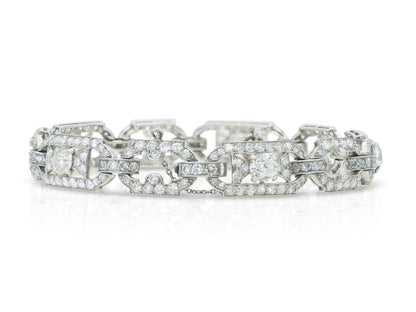 Antique Art Deco 1920s Cartier 12.30 Carat Diamond Openwork Link Bracelet