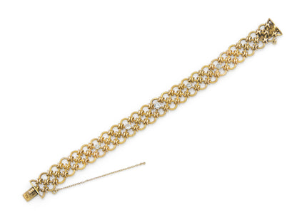 Antique Victorian Gold Circle Links Bracelet with Diamonds