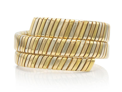 Vintage Bvlgari Tri-Tone Tubogas Wrap Bracelet