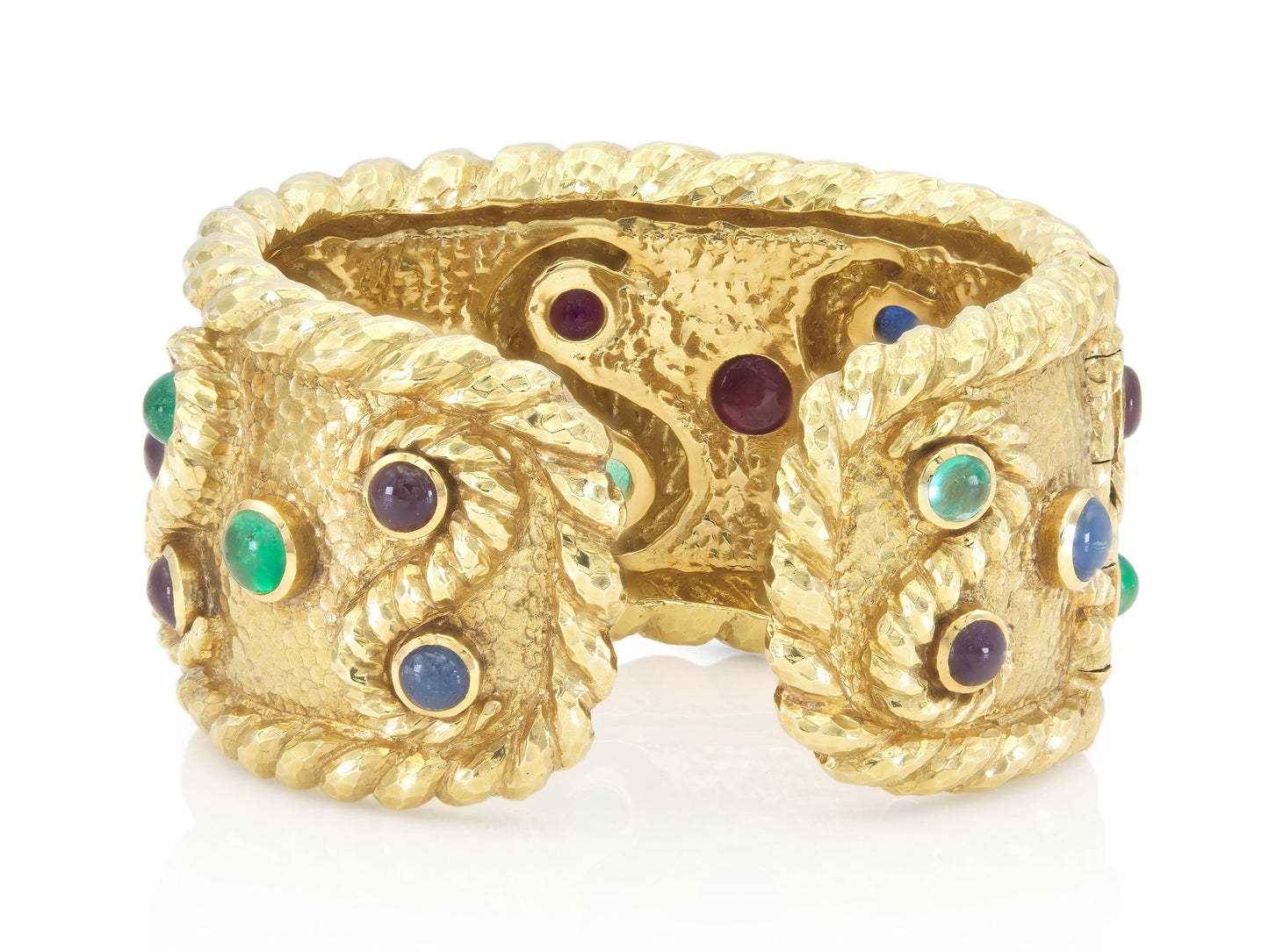 Vintage 1970s David Webb Gold and Multi-Gemstone Cuff Bracelet
