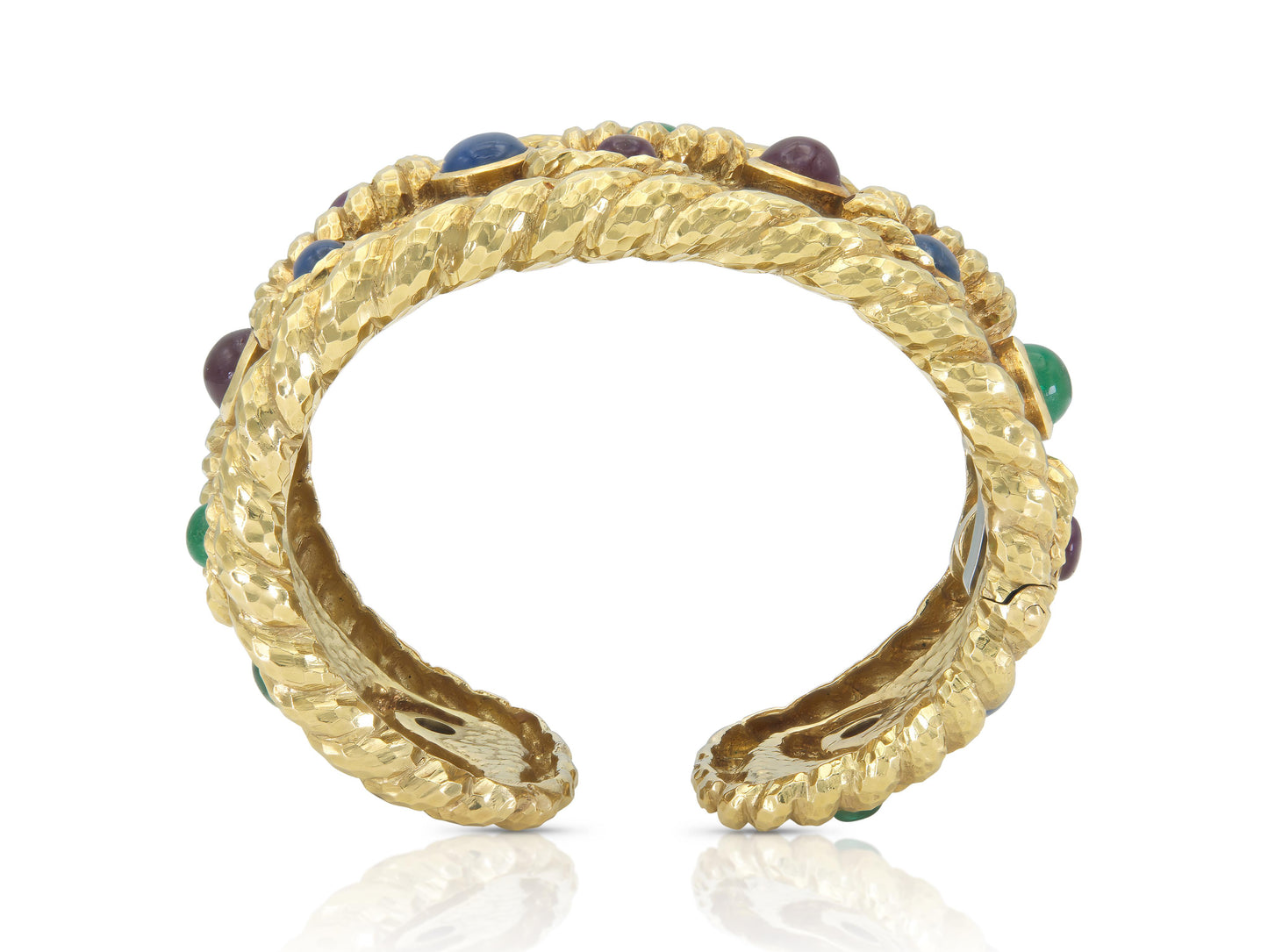 Vintage 1970s David Webb Gold and Multi-Gemstone Cuff Bracelet