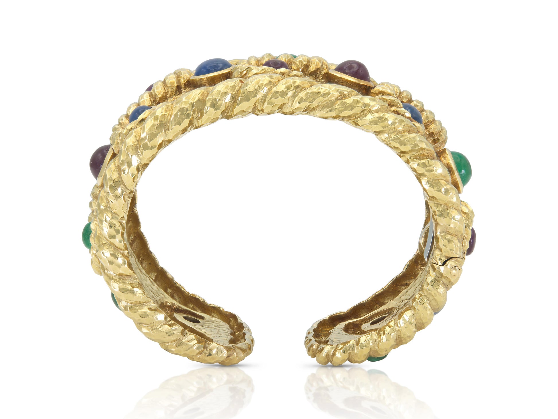 Vintage 1970s David Webb Gold and Multi-Gemstone Cuff Bracelet