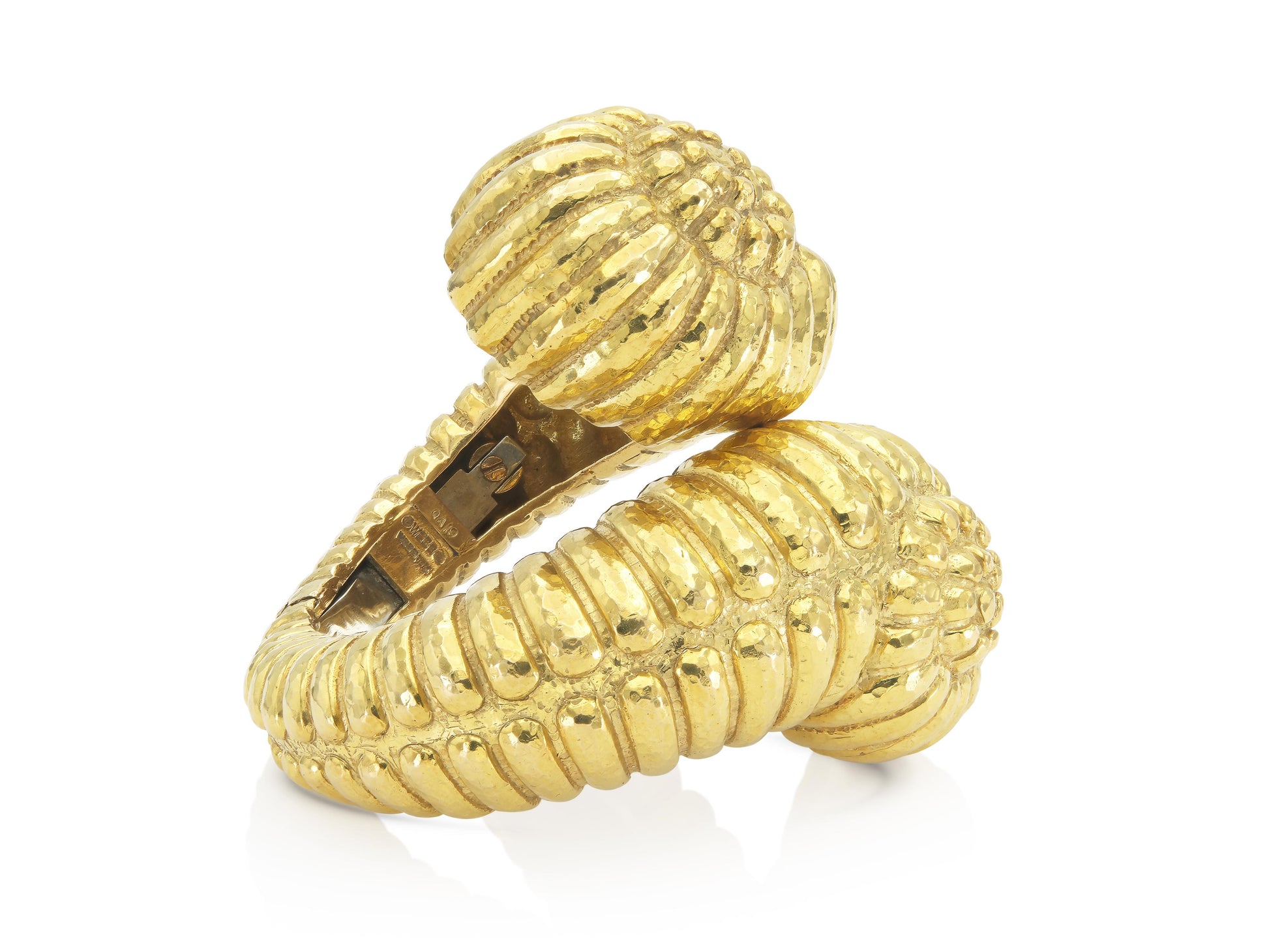 David Webb Gold Crossover Swirls Cuff Bracelet