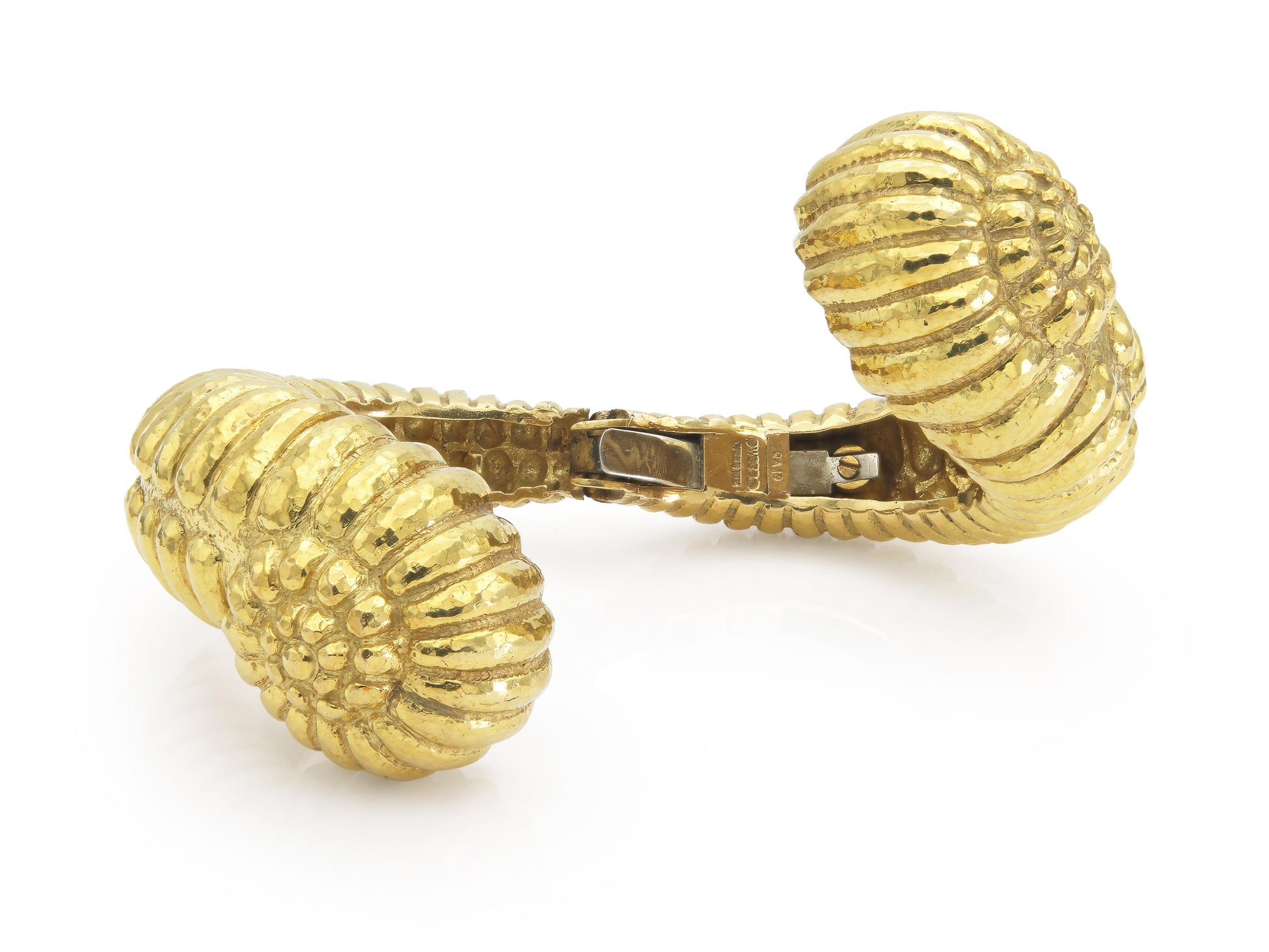 David Webb Gold Crossover Swirls Cuff Bracelet