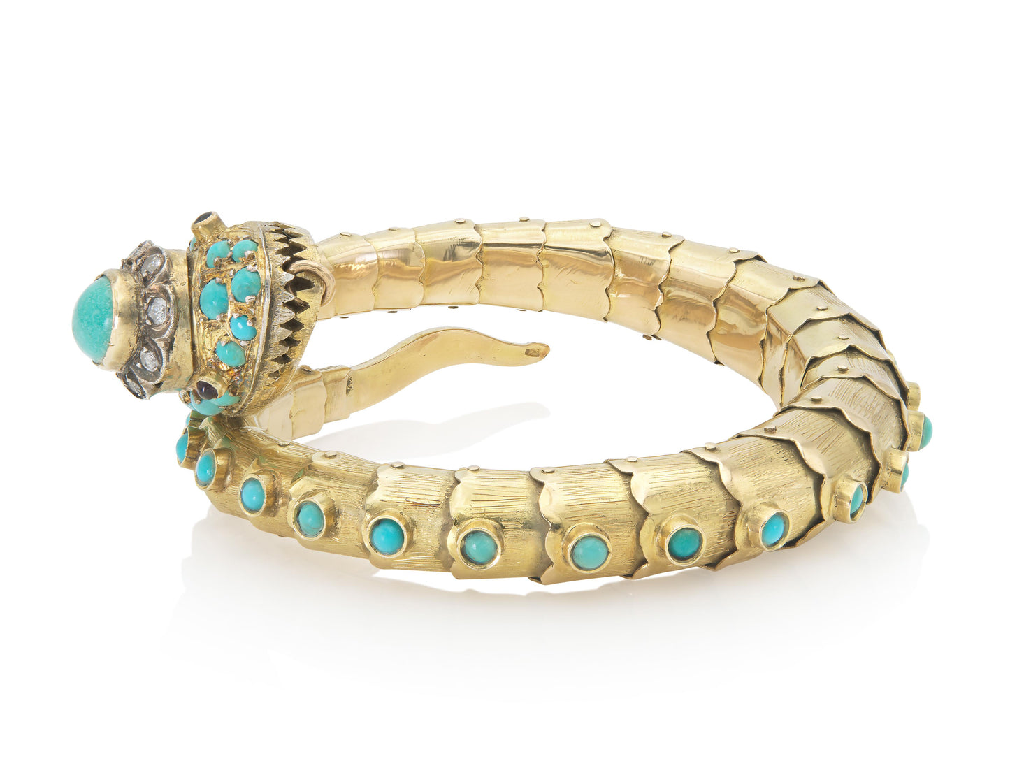 Antique Victorian Gold and Turquoise Snake Wrap Bracelet