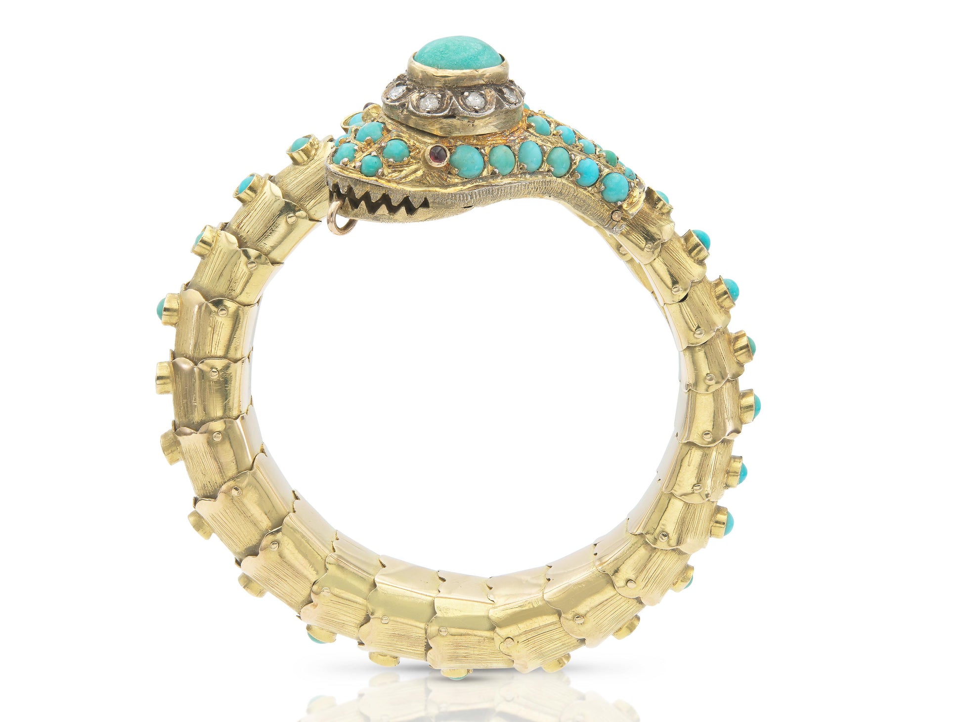 Antique Victorian Gold and Turquoise Snake Wrap Bracelet