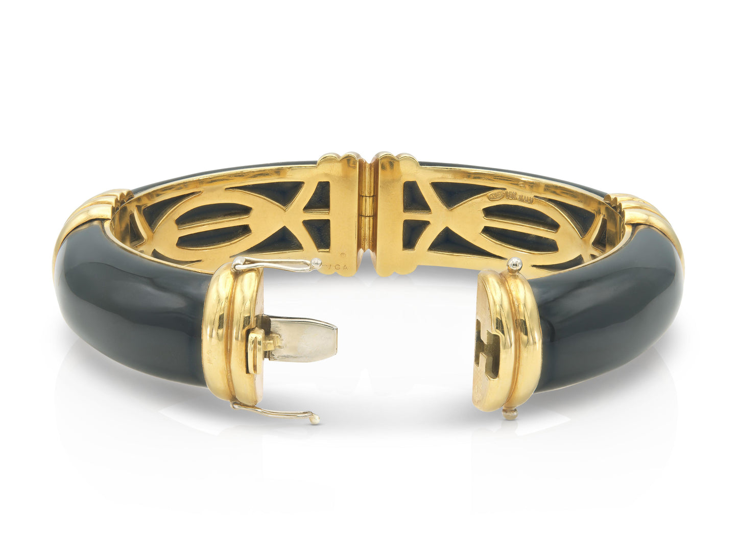 Vintage 1970s Van Cleef & Arpels Onyx Hinged Bangle Bracelet
