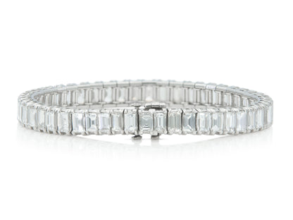 Vintage 1940s 22.00 Carat Graduating Baguette Cut Diamond Tennis Bracelet