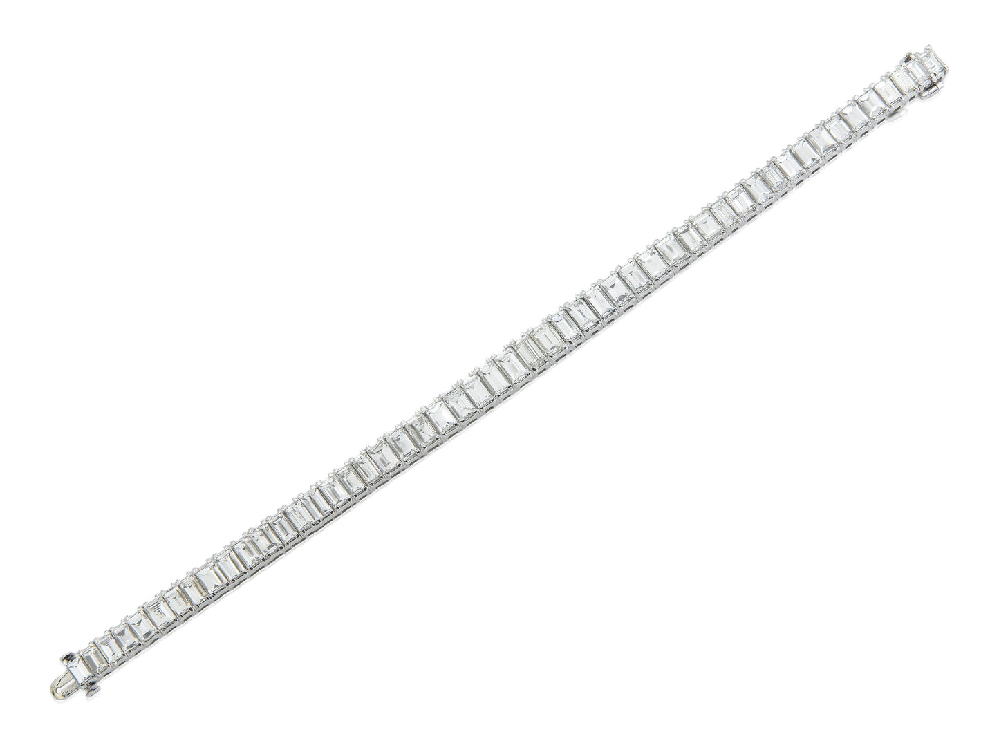 Vintage 1940s 22.00 Carat Graduating Baguette Cut Diamond Tennis Bracelet