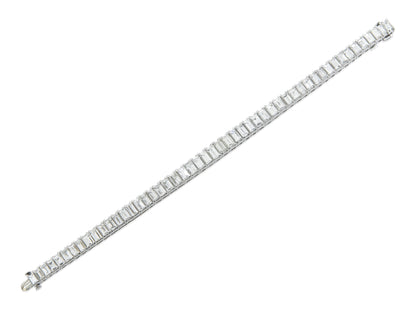 Vintage 1940s 22.00 Carat Graduating Baguette Cut Diamond Tennis Bracelet