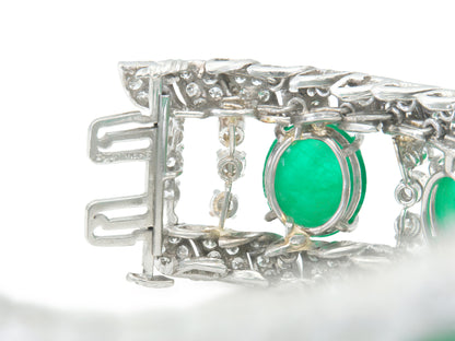 David Webb Cabochon Emerald and Diamond Bracelet