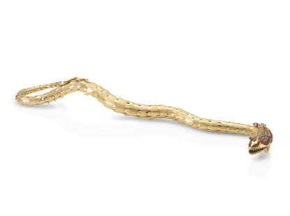 Antique Victorian Gold and Enamel Snake Bracelet with Rubies