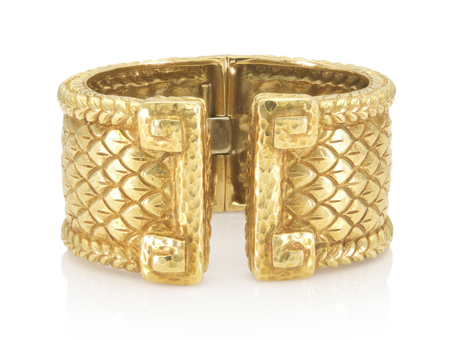 Vintage 1970s David Webb Gold Scales Cuff Bracelet