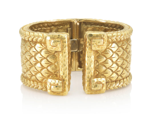 Vintage 1970s David Webb Gold Scales Cuff Bracelet