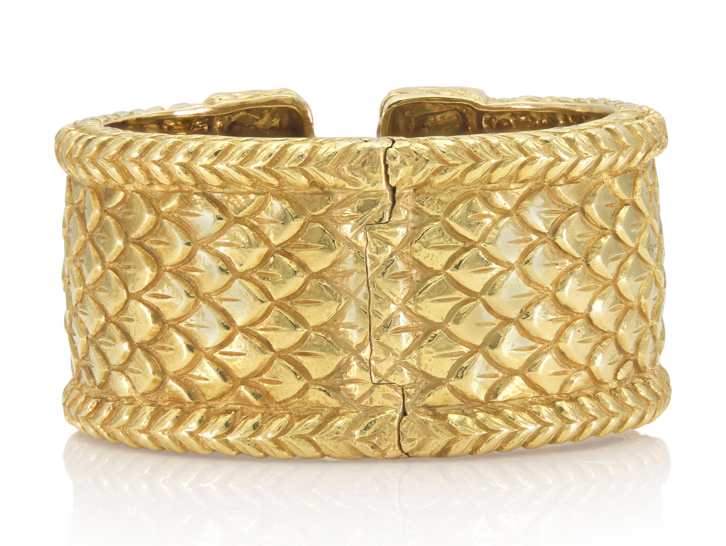 Vintage 1970s David Webb Gold Scales Cuff Bracelet