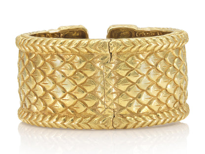 Vintage 1970s David Webb Gold Scales Cuff Bracelet