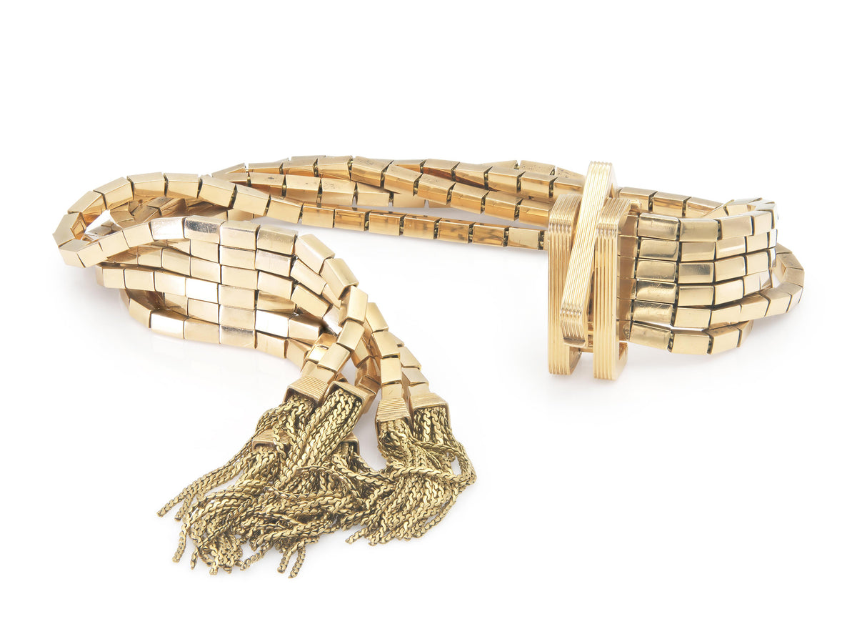Vintage 1940s Retro Rose Gold Tassel Bracelet