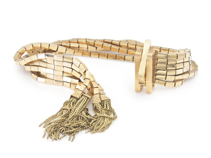 Vintage 1940s Retro Rose Gold Tassel Bracelet