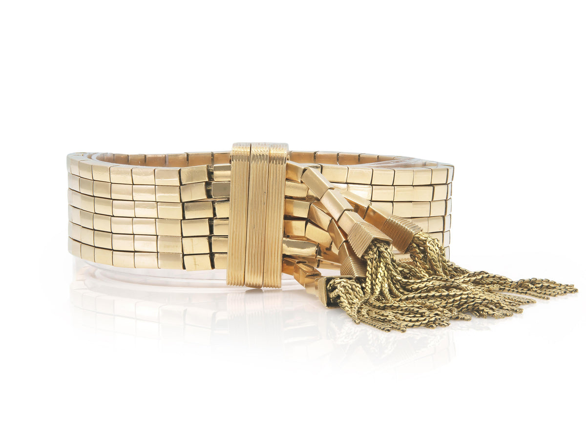 Vintage 1940s Retro Rose Gold Tassel Bracelet