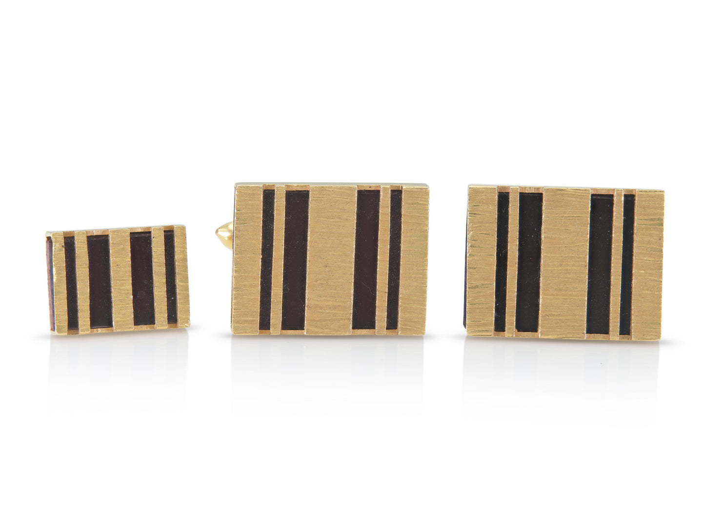 Vintage 1960s Carnelian and Gold Cufflinks and Tie Tag Set