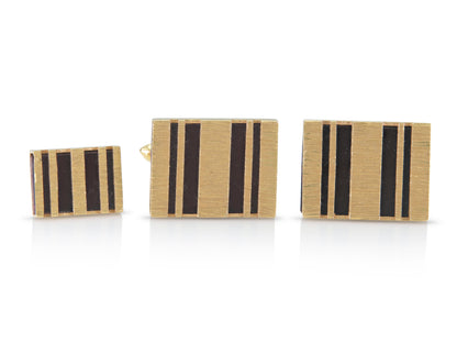 Vintage 1960s Carnelian and Gold Cufflinks and Tie Tag Set