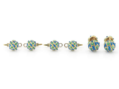 Vintage 1970s David Webb Enamel Weave Stud Set