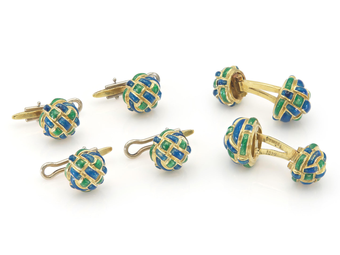 Vintage 1970s David Webb Enamel Weave Stud Set
