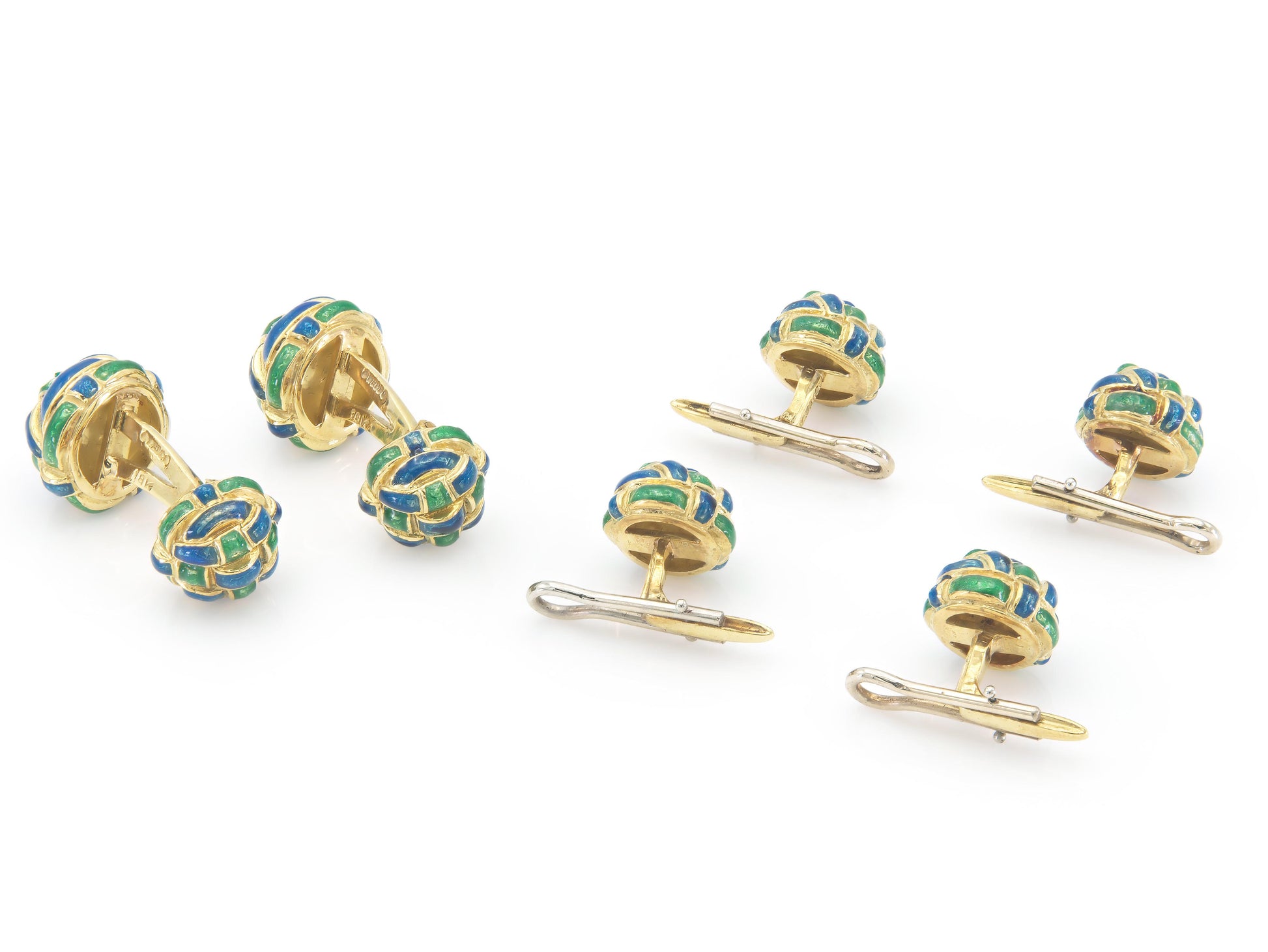 Vintage 1970s David Webb Enamel Weave Stud Set