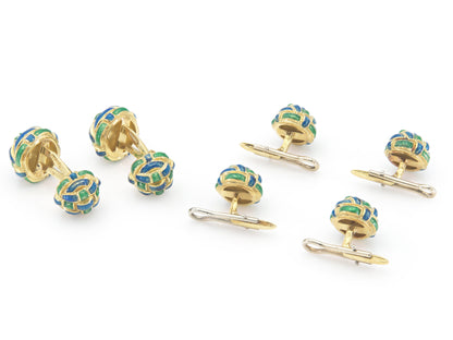 Vintage 1970s David Webb Enamel Weave Stud Set