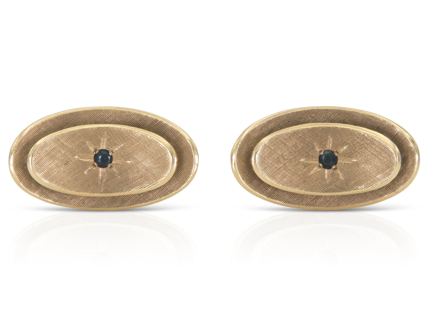 Vintage 1950s Gold Cufflinks with Sapphires