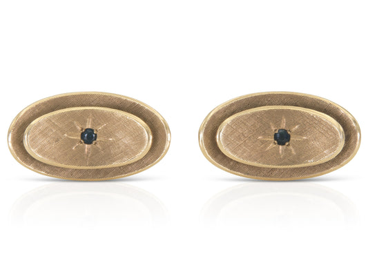 Vintage 1950s Gold Cufflinks with Sapphires