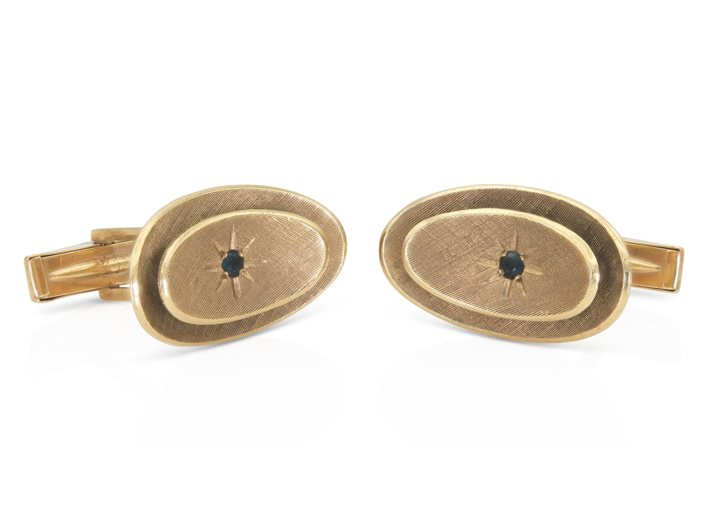 Vintage 1950s Gold Cufflinks with Sapphires