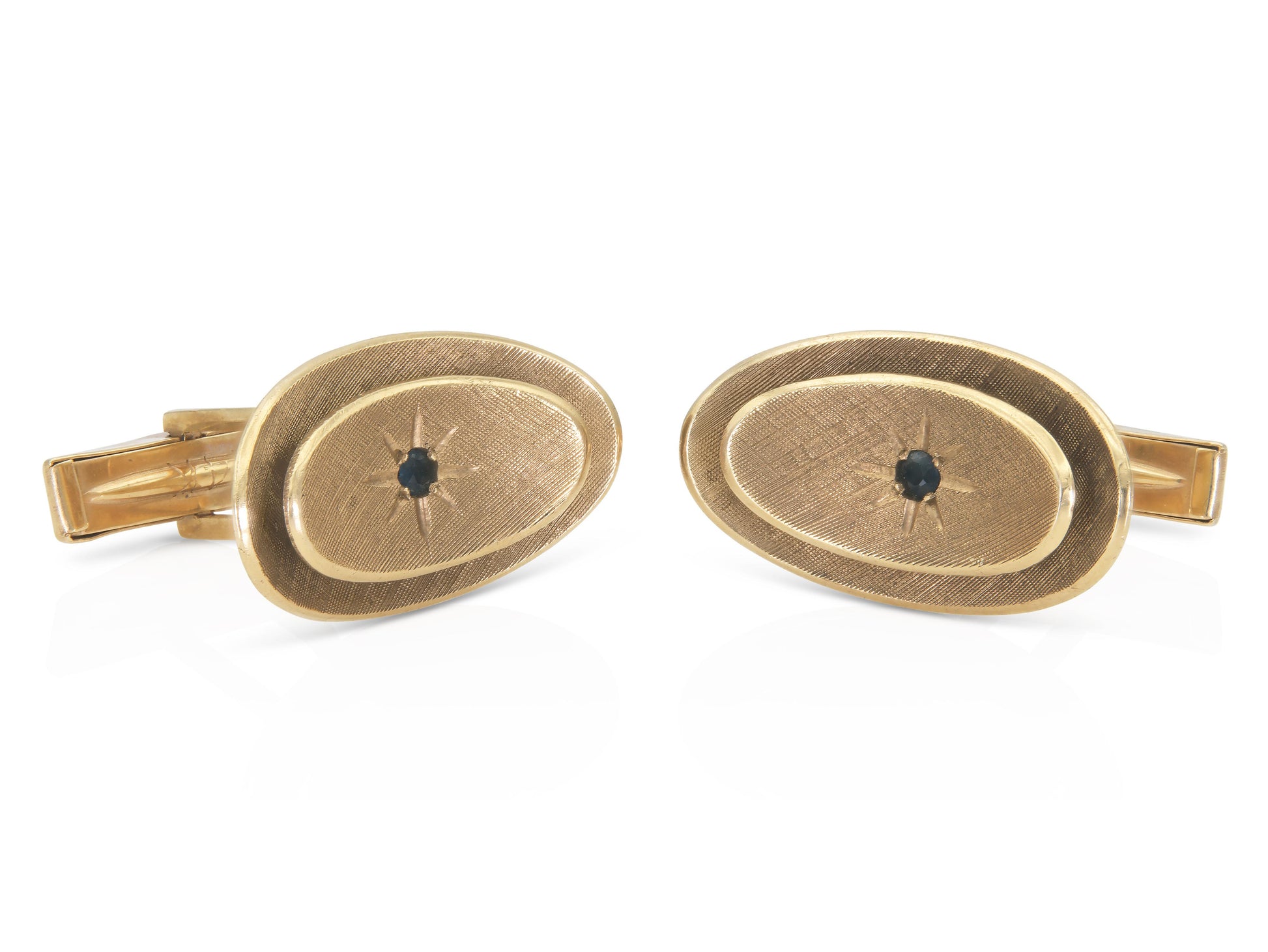 Vintage 1950s Gold Cufflinks with Sapphires