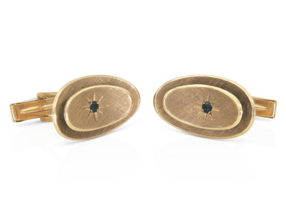 Vintage 1950s Gold Cufflinks with Sapphires