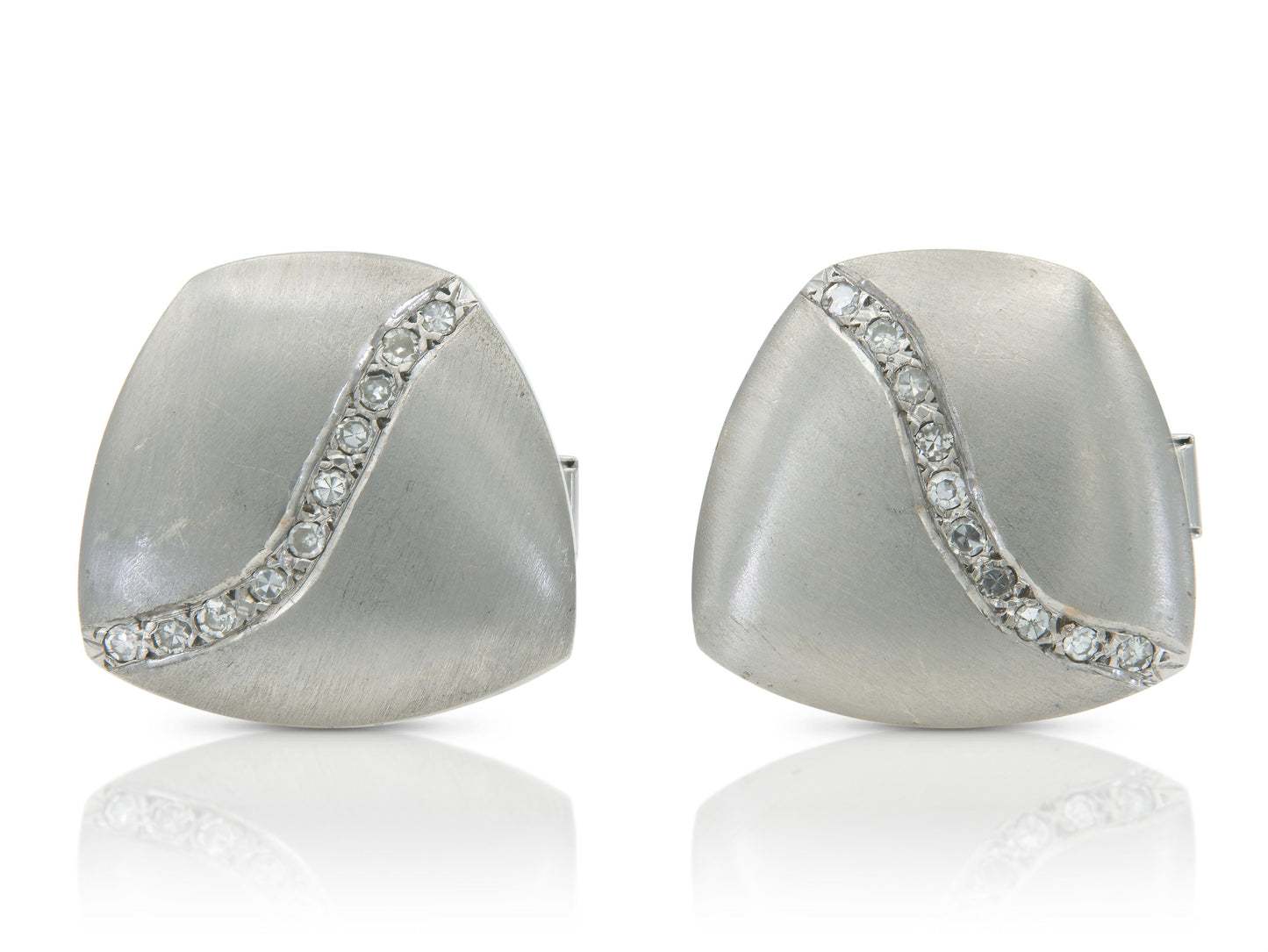 Vintage 1980s White Gold and Diamond Cufflinks