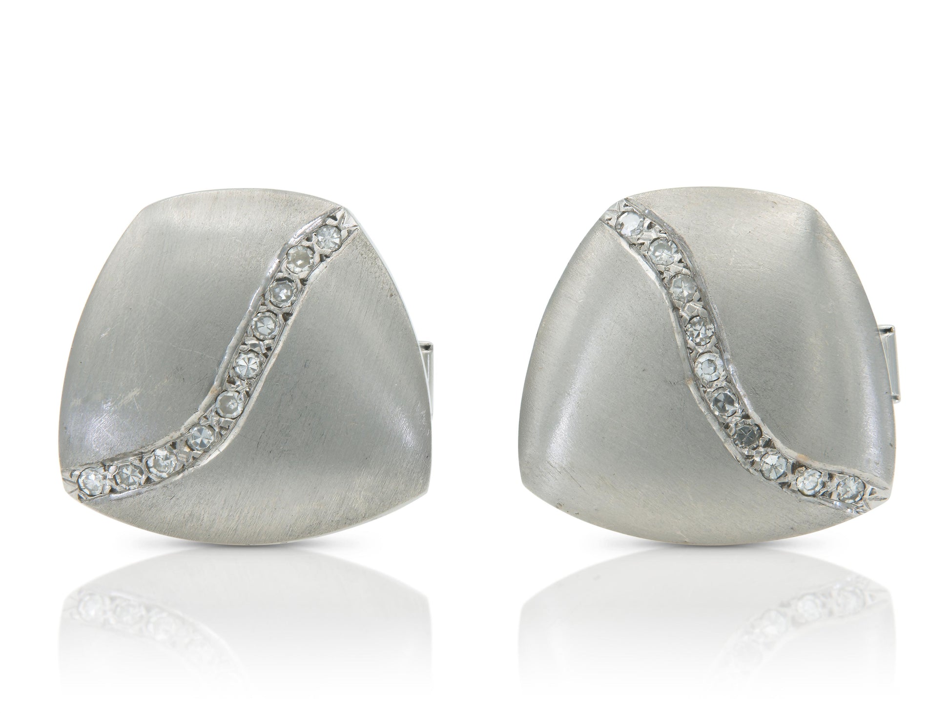 Vintage 1980s White Gold and Diamond Cufflinks
