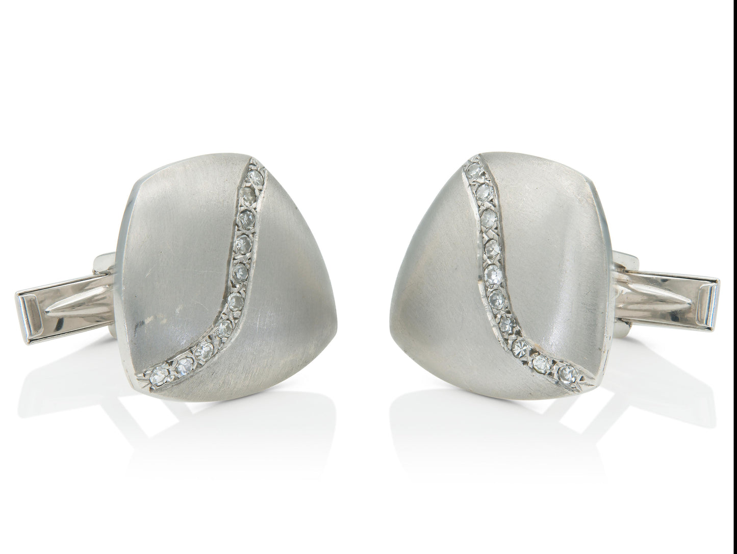 Vintage 1980s White Gold and Diamond Cufflinks