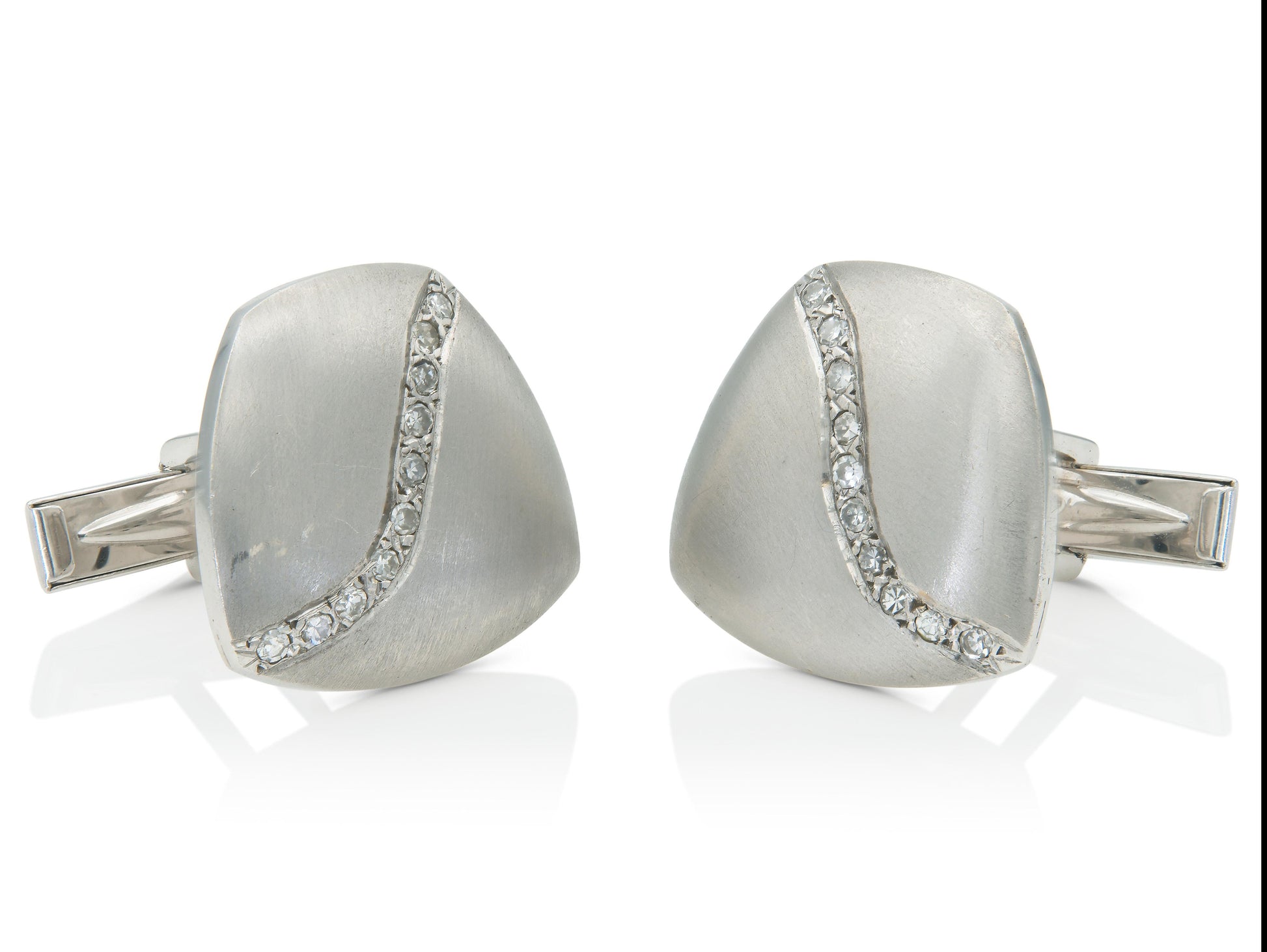 Vintage 1980s White Gold and Diamond Cufflinks