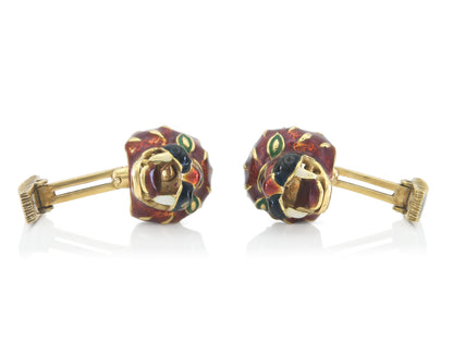 Vintage 1960s Enamel Tiger Cufflinks