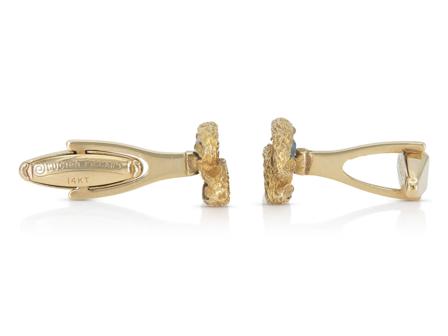 Vintage 1960s Lucien Piccard Sapphire and Gold Cufflinks