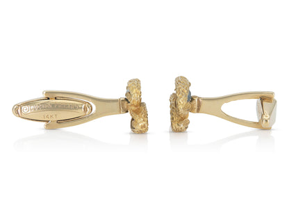 Vintage 1960s Lucien Piccard Sapphire and Gold Cufflinks