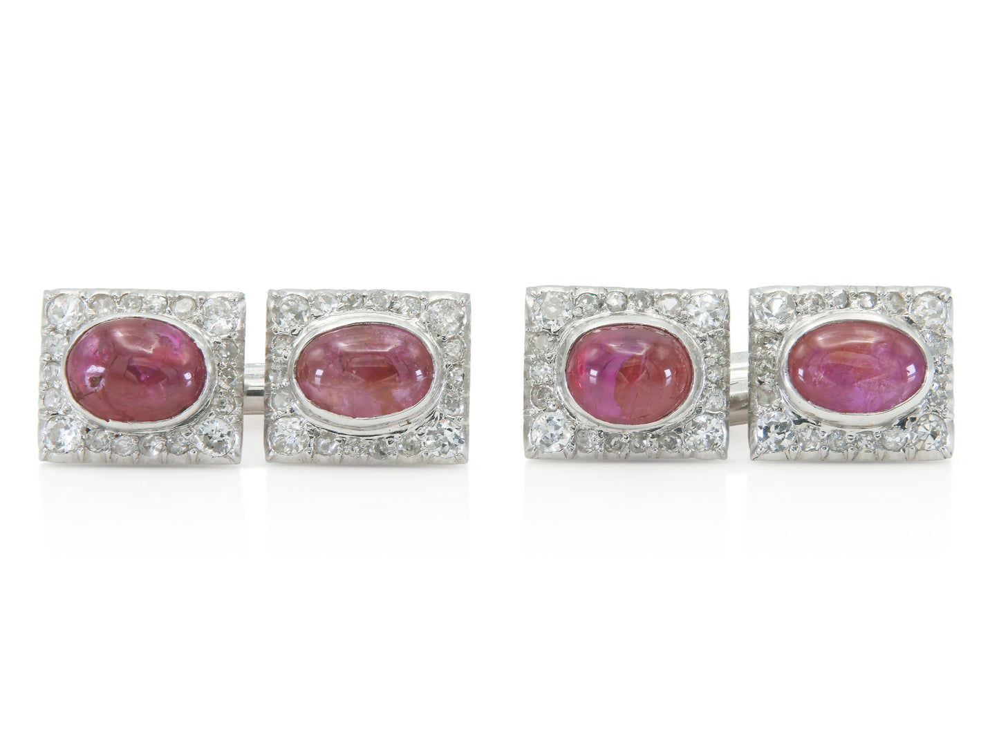 Antique Art Deco 1930s 5.00 Carat Ruby Cufflinks with Diamonds