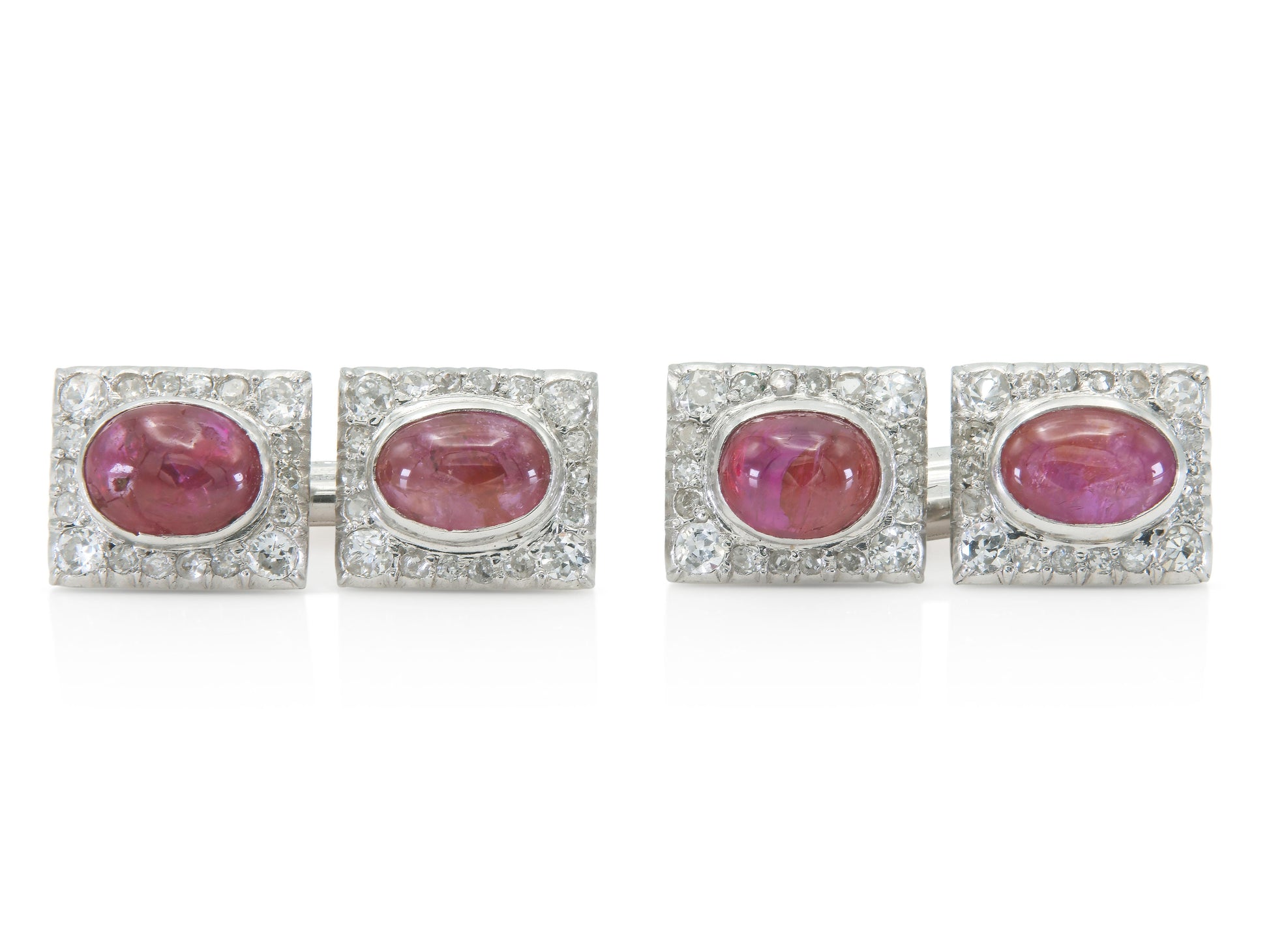 Antique Art Deco 1930s 5.00 Carat Ruby Cufflinks with Diamonds