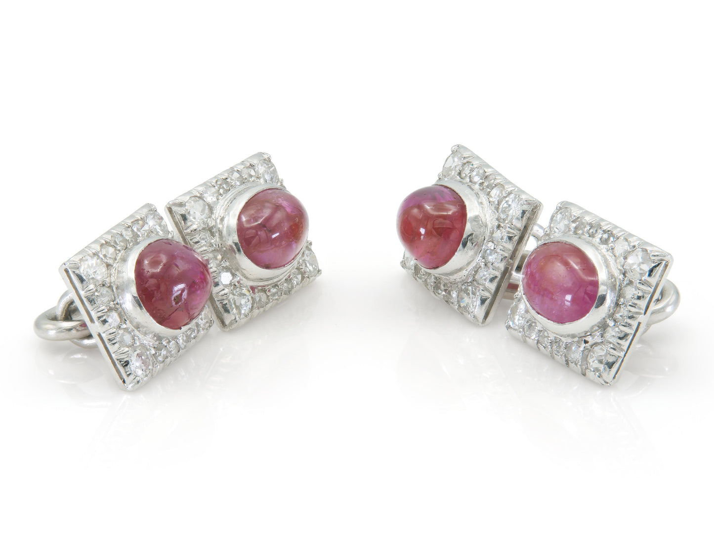 Antique Art Deco 1930s 5.00 Carat Ruby Cufflinks with Diamonds