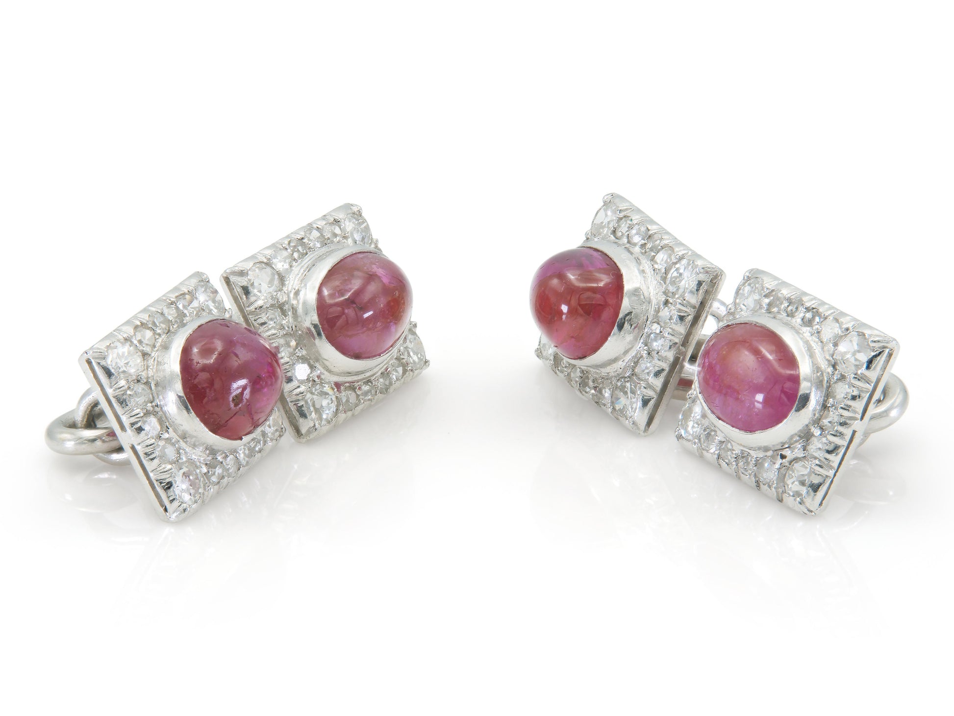 Antique Art Deco 1930s 5.00 Carat Ruby Cufflinks with Diamonds