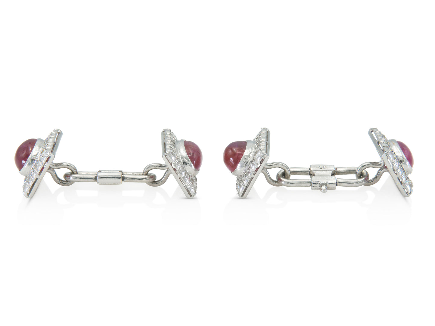 Antique Art Deco 1930s 5.00 Carat Ruby Cufflinks with Diamonds