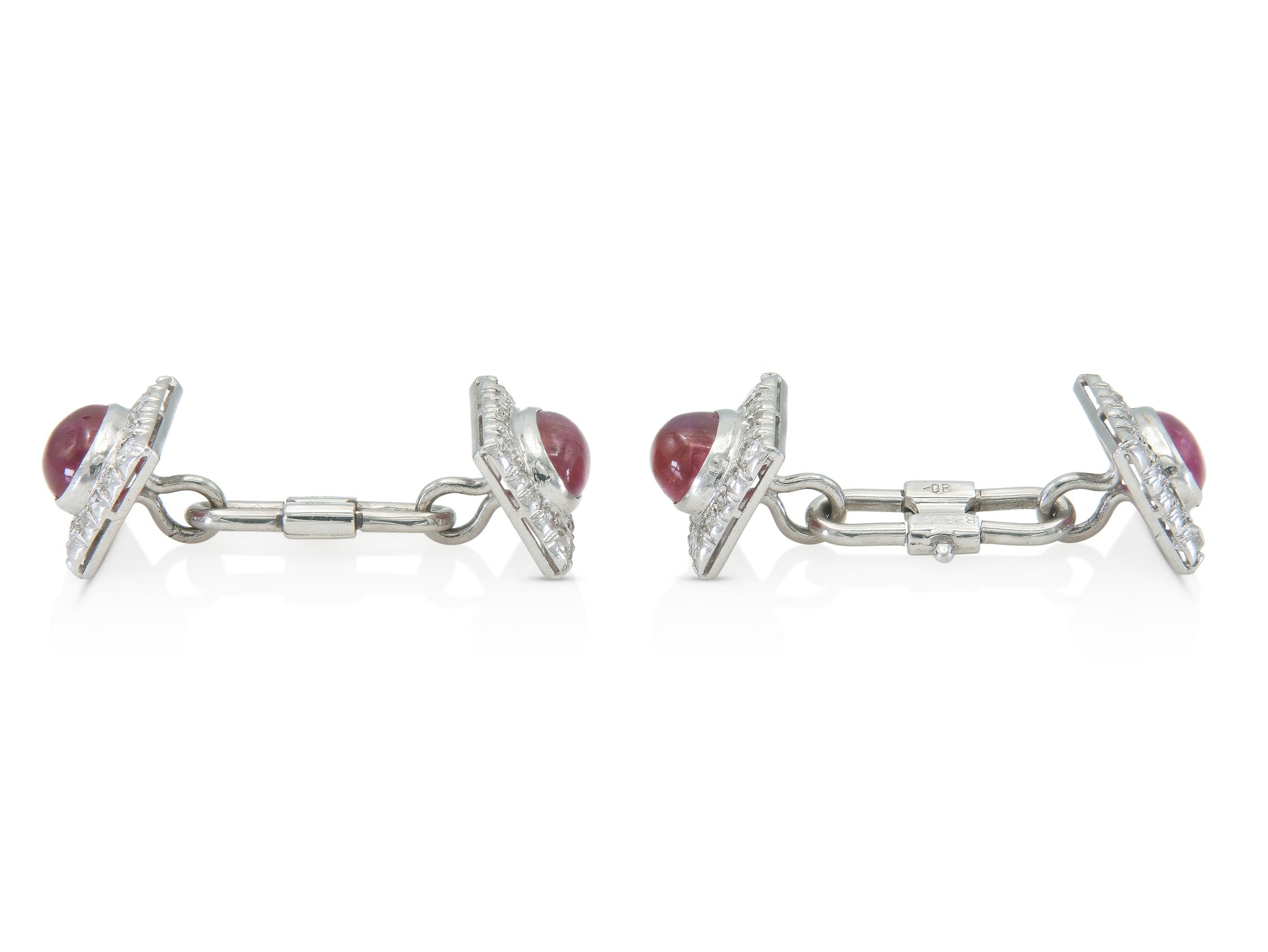 Antique Art Deco 1930s 5.00 Carat Ruby Cufflinks with Diamonds