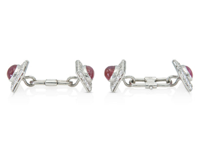 Antique Art Deco 1930s 5.00 Carat Ruby Cufflinks with Diamonds
