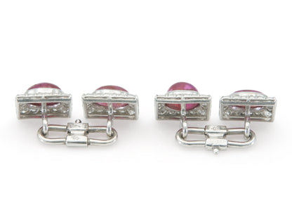 Antique Art Deco 1930s 5.00 Carat Ruby Cufflinks with Diamonds