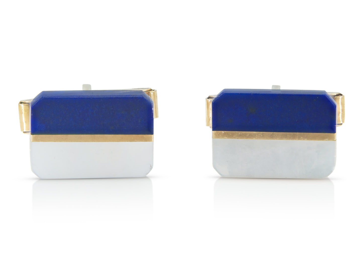 Vintage 1970s Lapis & White Mother of Pearl Cufflinks